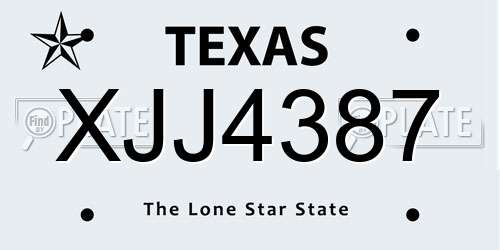 XJJ4387 Texas License Plate