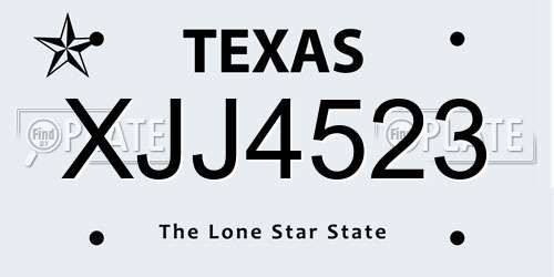 XJJ4523 Texas License Plate