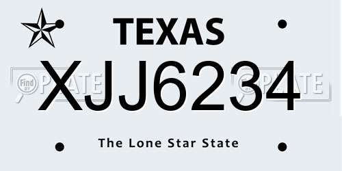 XJJ6234 Texas License Plate