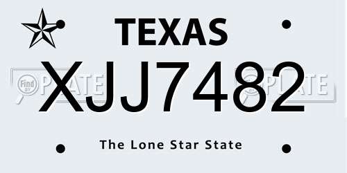 XJJ7482 Texas License Plate