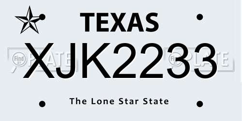 XJK2233 Texas License Plate