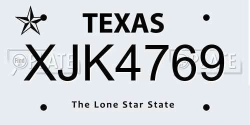 XJK4769 Texas License Plate