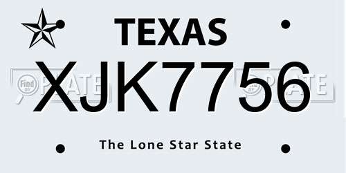 XJK7756 Texas License Plate