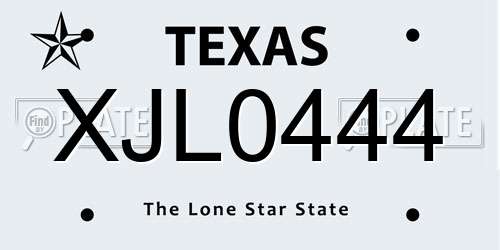 XJL0444 Texas License Plate