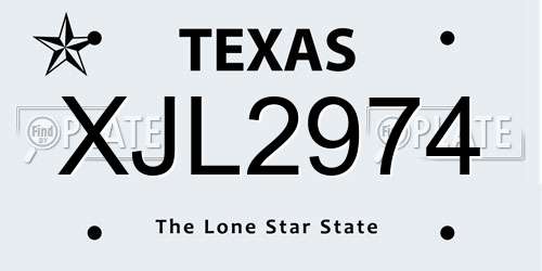 XJL2974 Texas License Plate