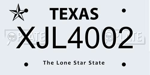 XJL4002 Texas License Plate
