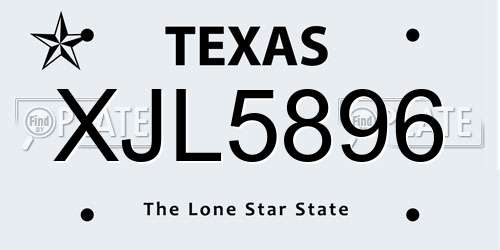 XJL5896 Texas License Plate