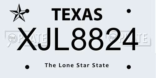 XJL8824 Texas License Plate
