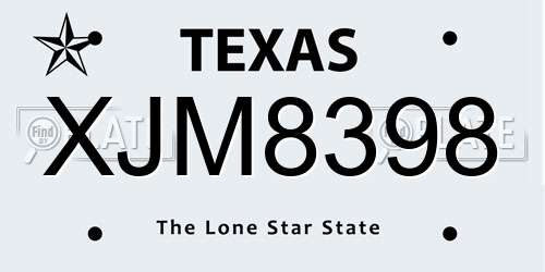 XJM8398 Texas License Plate