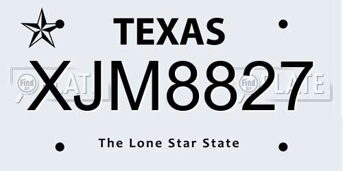 XJM8827 Texas License Plate