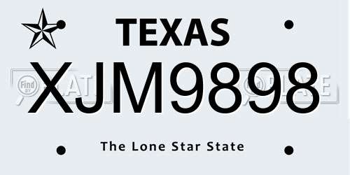 XJM9898 Texas License Plate