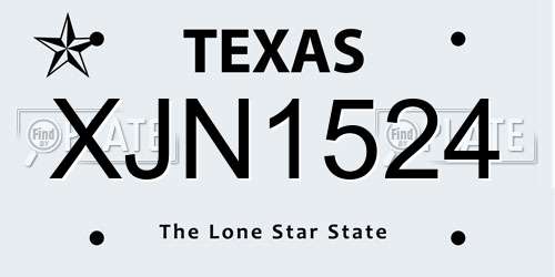 XJN1524 Texas License Plate