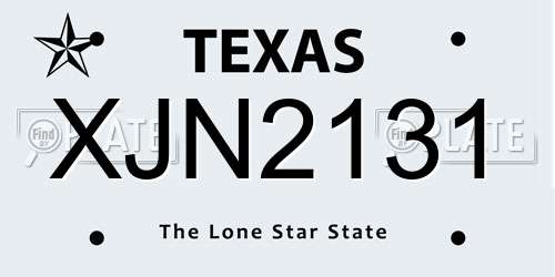 XJN2131 Texas License Plate