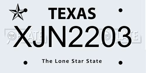 XJN2203 Texas License Plate