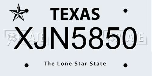 XJN5850 Texas License Plate