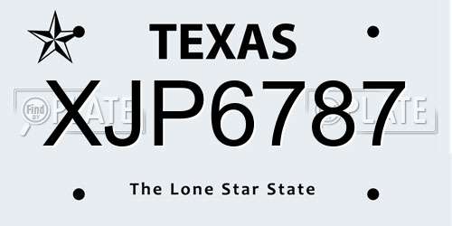 XJP6787 Texas License Plate