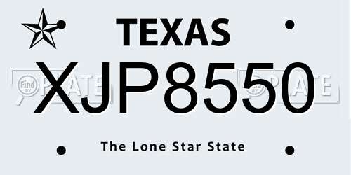 XJP8550 Texas License Plate