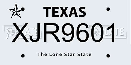 XJR9601 Texas License Plate