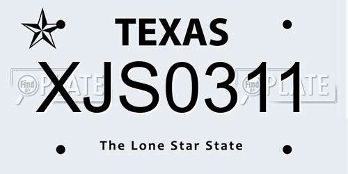XJS0311 Texas License Plate