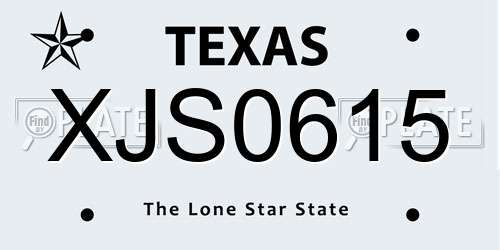 XJS0615 Texas License Plate