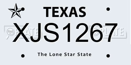 XJS1267 Texas License Plate