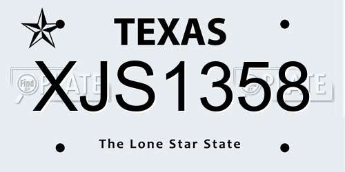 XJS1358 Texas License Plate