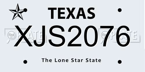 XJS2076 Texas License Plate