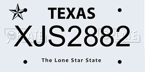 XJS2882 Texas License Plate