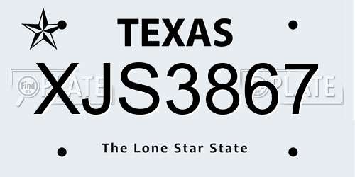 XJS3867 Texas License Plate