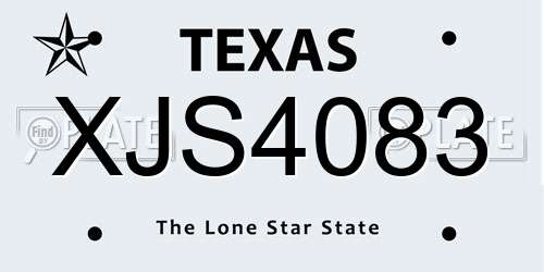 XJS4083 Texas License Plate