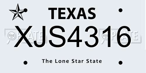 XJS4316 Texas License Plate