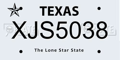 XJS5038 Texas License Plate
