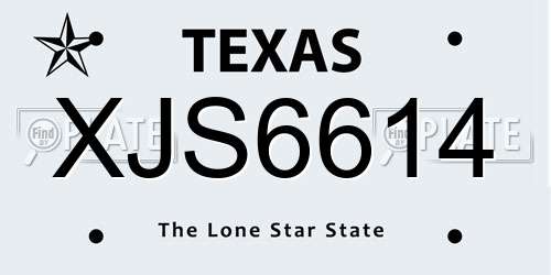 XJS6614 Texas License Plate