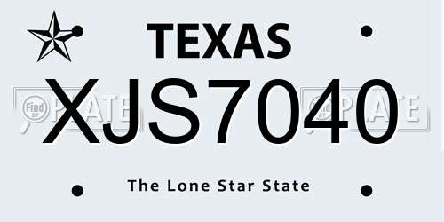 XJS7040 Texas License Plate