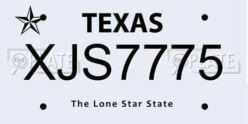 XJS7775 Texas License Plate