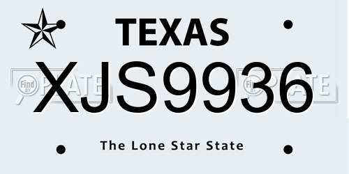 XJS9936 Texas License Plate