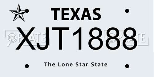 XJT1888 Texas License Plate