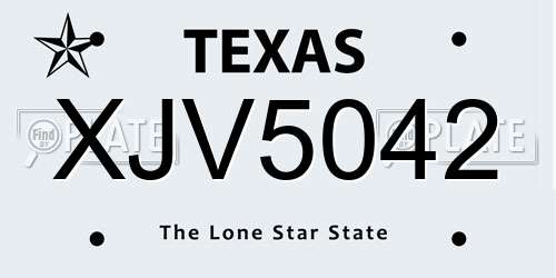 XJV5042 Texas License Plate