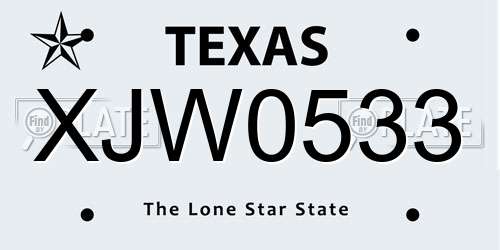 XJW0533 Texas License Plate