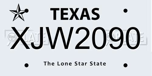 XJW2090 Texas License Plate