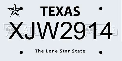 XJW2914 Texas License Plate