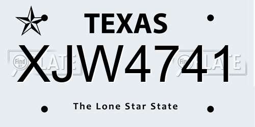 XJW4741 Texas License Plate