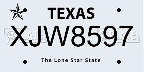 XJW8597 Texas License Plate