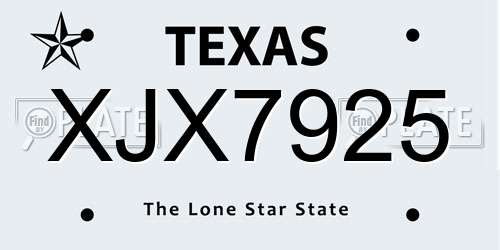 XJX7925 Texas License Plate