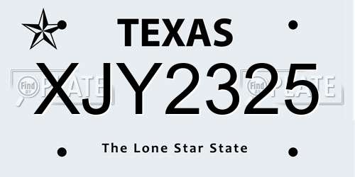 XJY2325 Texas License Plate