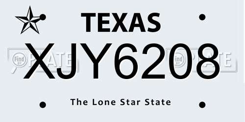 XJY6208 Texas License Plate