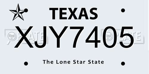 XJY7405 Texas License Plate
