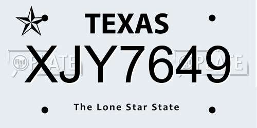 XJY7649 Texas License Plate