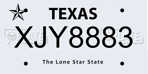 XJY8883 Texas License Plate