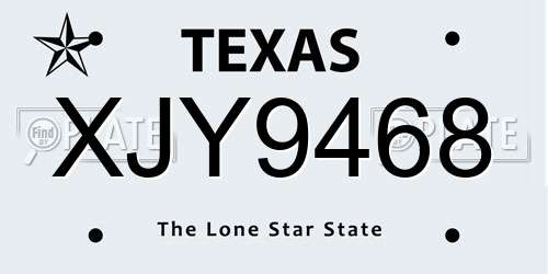 XJY9468 Texas License Plate